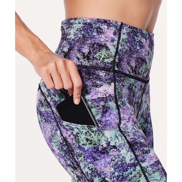 Lululemon Fast Free Crop II Nulux 19" Size 4 Vivid Vision Multi Black - Picture 4 of 9